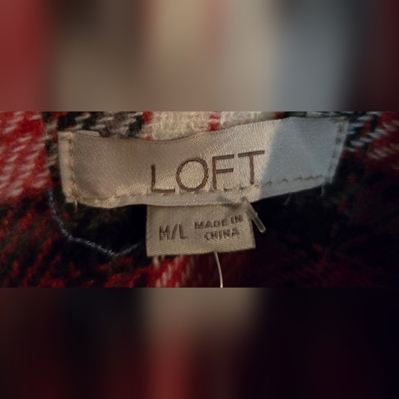 NWT | Ann Taylor LOFT | Plaid Wrap | Size: M/L | Color: Tango Red - Picture 9 of 10